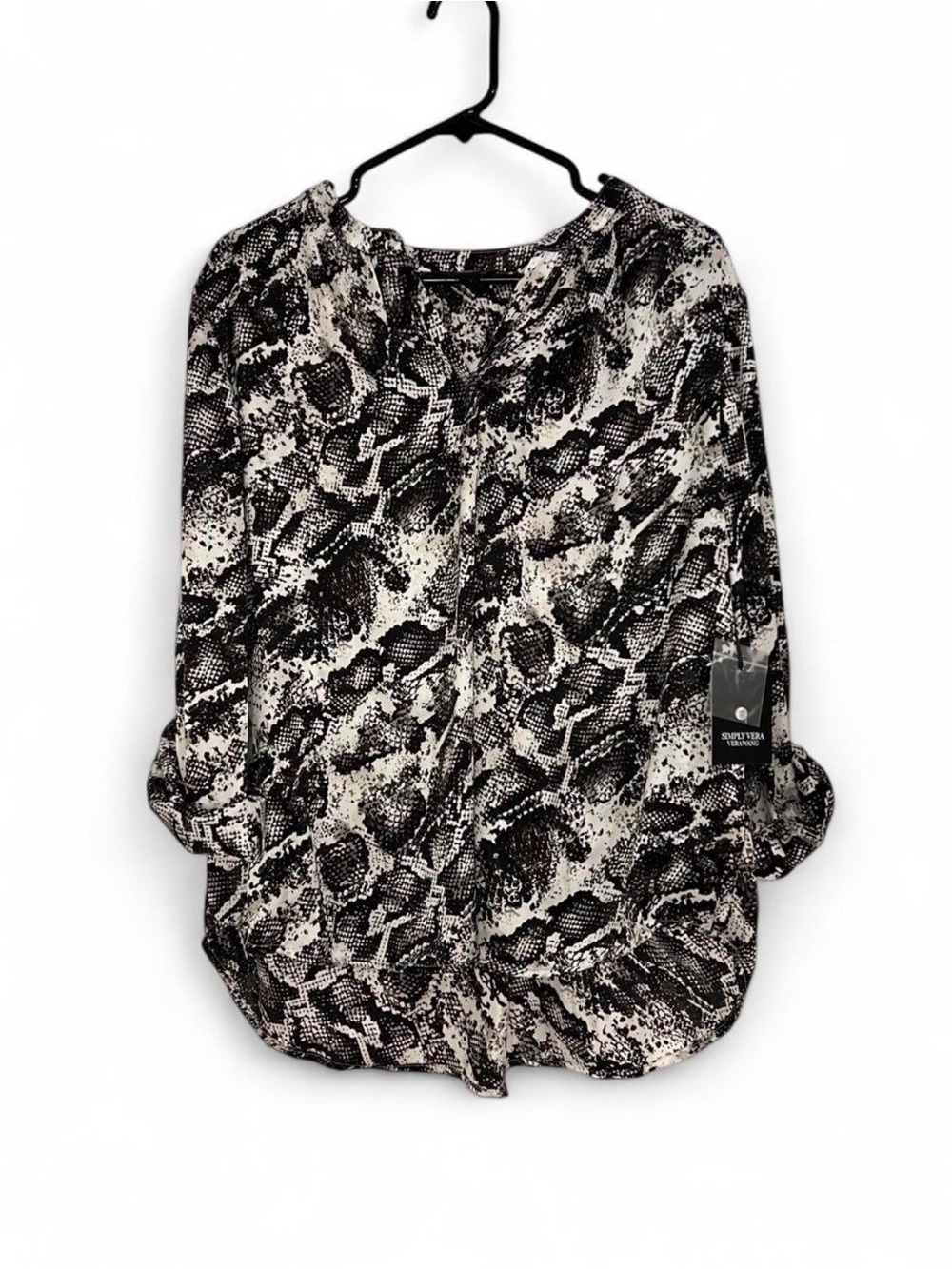 Simply Vera Vera Wang Black & White Snake-Print Blouse